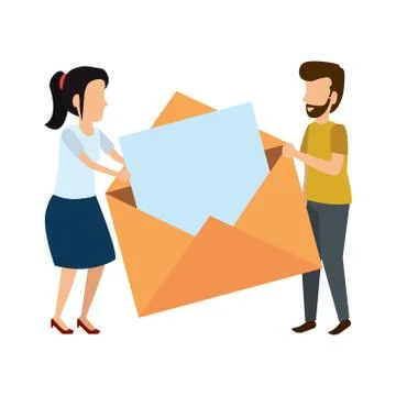 Young couple with envelope mail Stock-Illustration