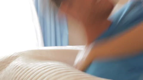 Young couple falling on bed and laughing. Stock Footage 43664362