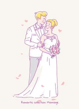 Young couple get married Stock Illustration