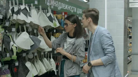 A young couple goes shopping Stock Footage