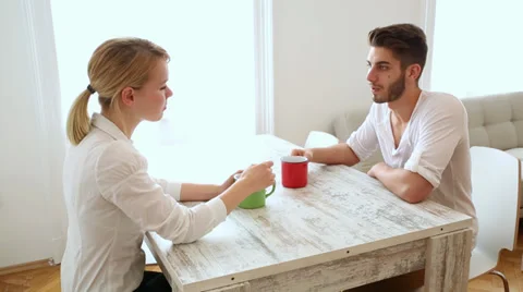 Young couple having a coffee break Stock Footage 39755992