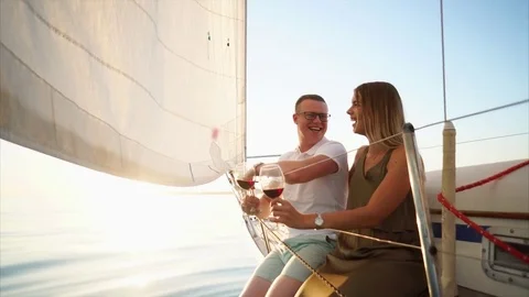Young couple having a date under sail Video stock 80506378