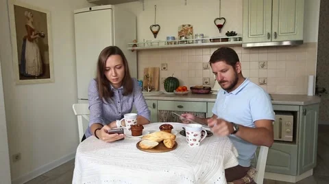 Young couple having dinner at home. Modern dating Stock Footage