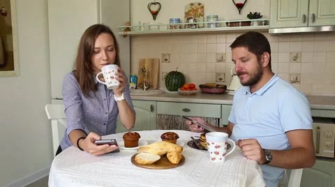 Young couple having dinner at home. Modern dating Stock Footage