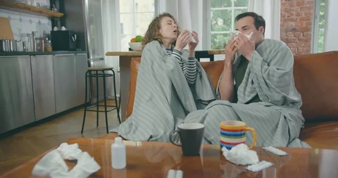 Young couple having sickness Stock Footage 114122840