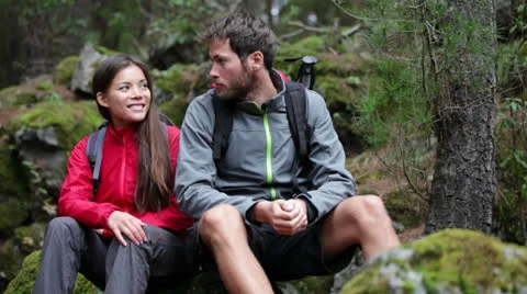 Young couple hiking Stock Footage 25426371