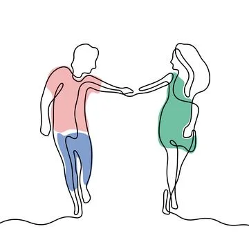 Young couple holding hands vector illustration Stock Illustration