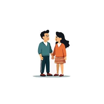 Young couple holds hands while looking at each other displaying affection a.. Ilustração Stock
