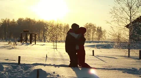 Young couple hugging and falling in the snow Vídeos de archivo 20562526