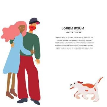 Young couple hugging Stock Illustration