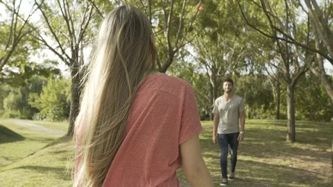 Young couple hugging in park Stock Footage 106316499
