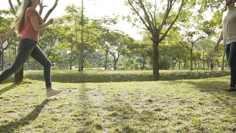 Young couple hugging in park Stock Footage 106316529