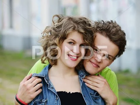 Young couple hugging Stock Photos