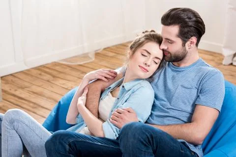 Young couple hugging Stock Photos