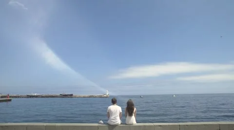 Young Couple Hugging On A Pier Stock-Footage 63312837