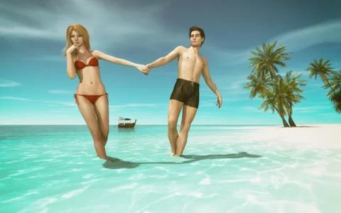 A young couple Stock Illustration