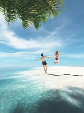 Young couple jumping Illustrazione stock