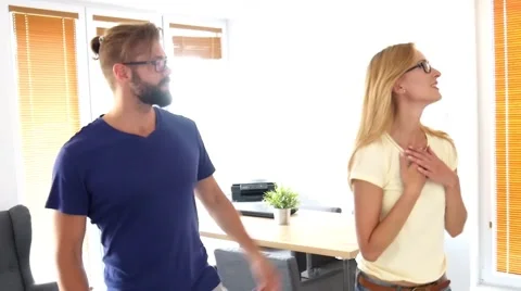 Young couple just move to their new apartment. Positive emotions Stock Footage 54989664