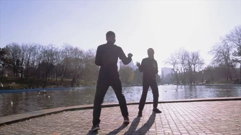 Young couple of karate fighters Stock-Footage 85239195