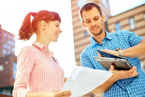 Young couple with laptop Stock Photos