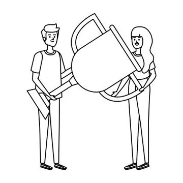 Young couple lifting trophy cup award Ilustração Stock