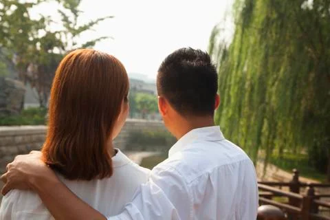 Young Couple Looking Downstream Stock Photos