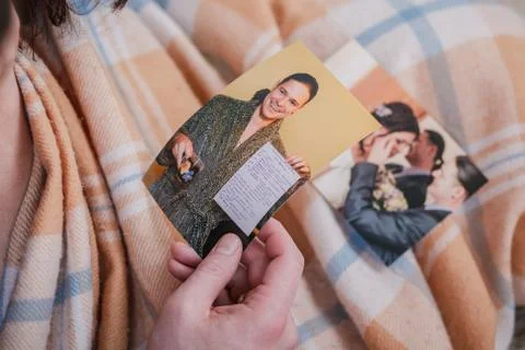 Young couple looking photos Stock Photos