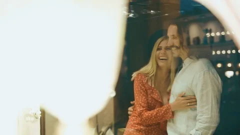 Young Couple Looking At A Showcase. Stock Footage 106087780