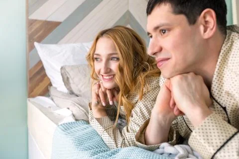 Young couple looking to the side Stock Photos