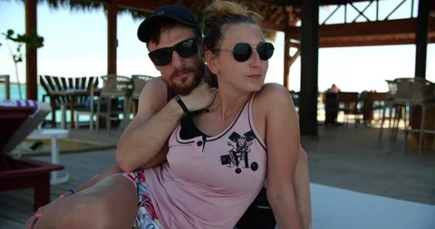 Young couple in love is chilling during thier honeymoon at Dominican Republic. Stock Footage 121970254