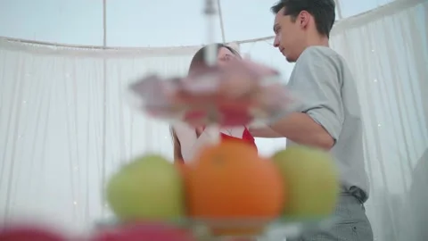 Young couple in love dancing on a date Stock Footage 154524230