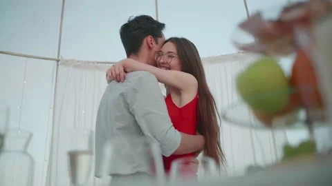 Young couple in love dancing on a date Stock Footage 154524294