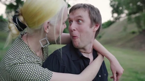 A young couple is making fun of each other. Stock Footage 133367838