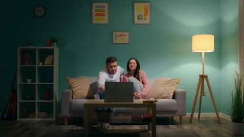 Young Couple Is Making Video Call Stock Footage 147362516