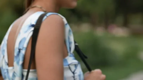 Young couple meets in the Park Stock Footage 105065629