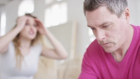 Young couple in the middle of an argument as the man is being told off Stock Footage 88162405