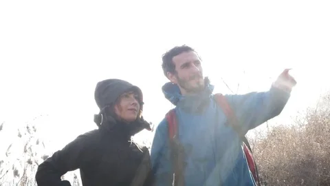 Young couple in mountains Stock Footage 85402524