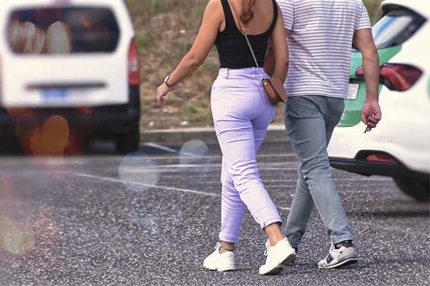 A young couple on the move Stock Photos