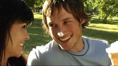 Young couple in park Stock Footage 43683851