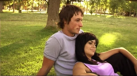 Young couple in park Stock Footage 43683969