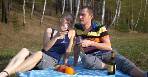 Young couple at picnic Stock Footage 38847602