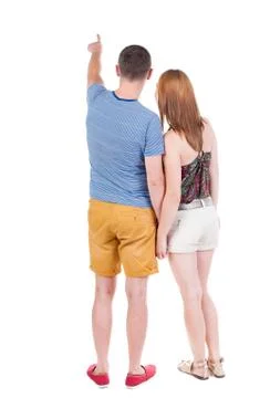 Young couple pointing Stock Photos