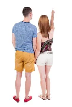 Young couple pointing Stock Photos