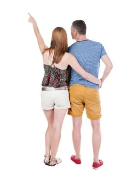 Young couple pointing Foto stock