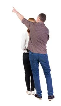 Young couple pointing Foto stock