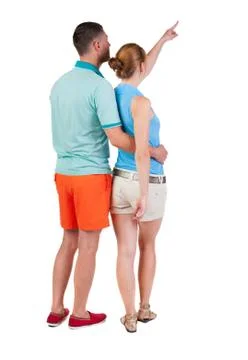 Young couple pointing Foto stock