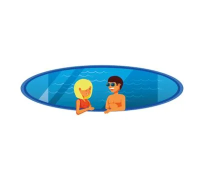 Young couple in pool luxury scene Stock Illustration