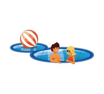 Young couple in pool luxury scene Stock Illustration