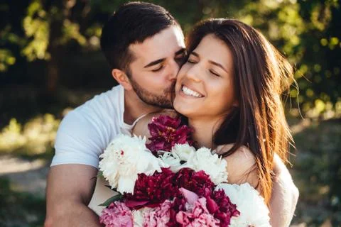 Young couple with posing on the camera. Stock Photos