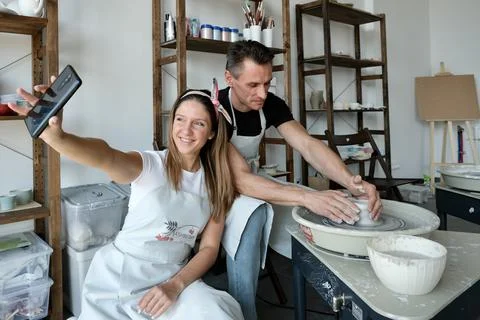 Young Couple potters Stock Photos